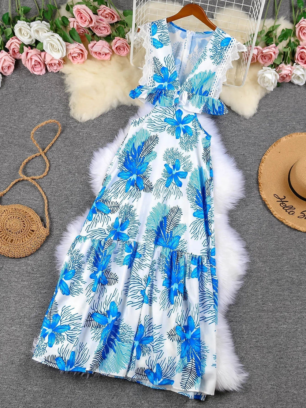 Margie | Trendiges ärmelloses Spitzen-Maxikleid