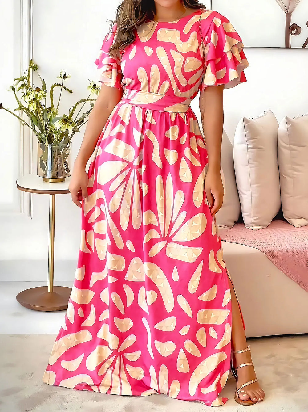 Celestia | Vintage Rüschen Maxikleid