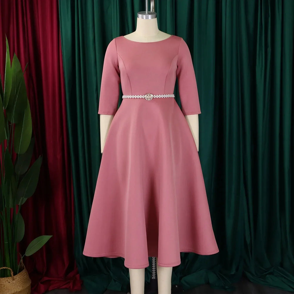 Alessia | Faltenwurf Maxi-Kleid in A-Linie mit Gürtel