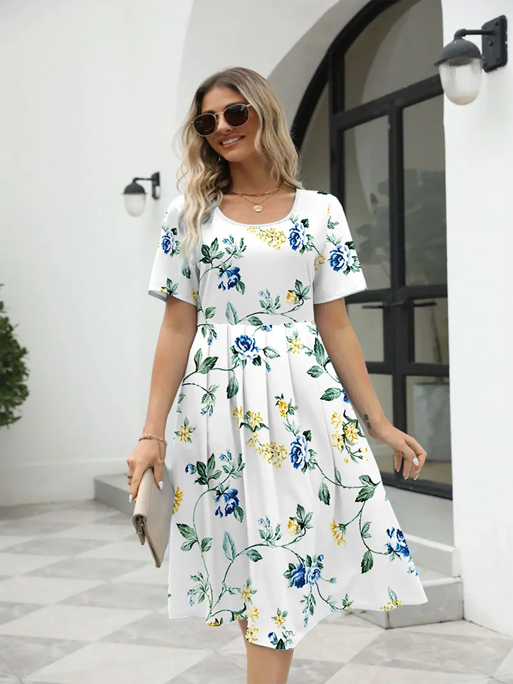 Nuvella Bedrucktes Sommerkleid mit Reißverschluss