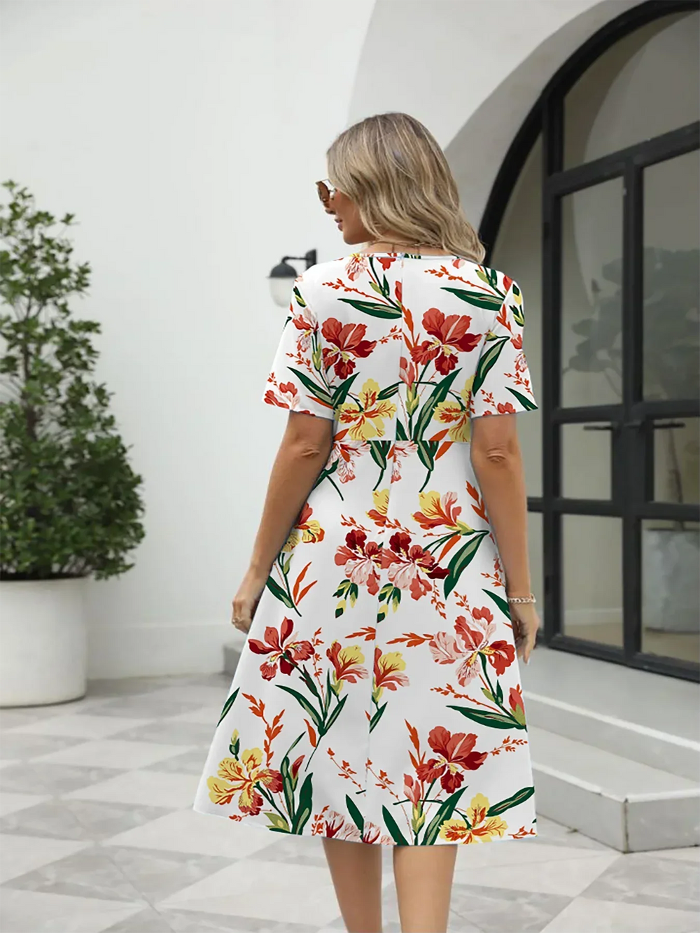 Nuvella Bedrucktes Sommerkleid mit Reißverschluss