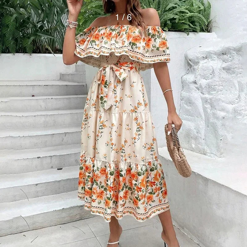Amara | Schulterfreies Maxikleid