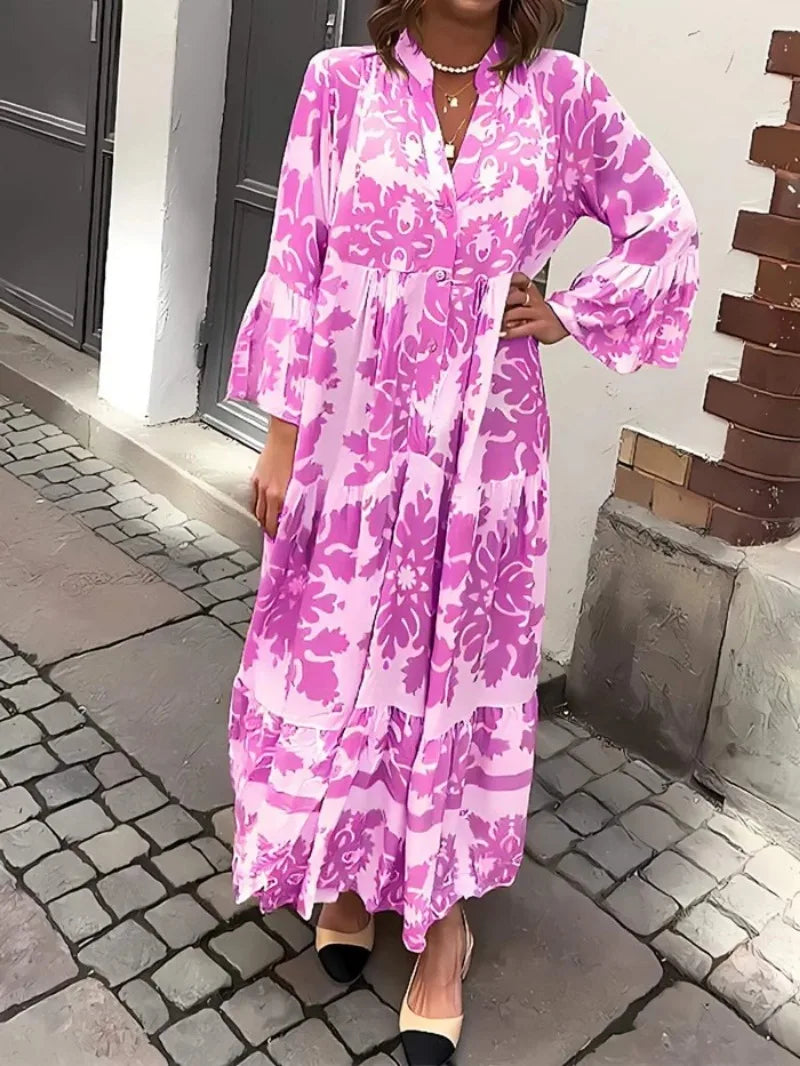 Isla | Hemdblusenkleid mit Schnürung und Print