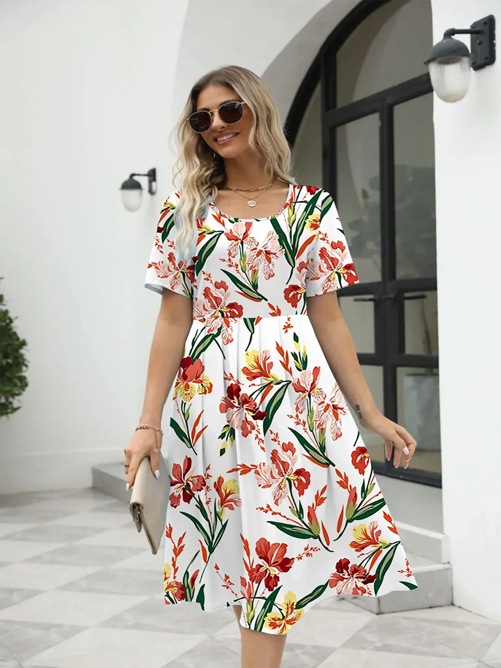 Nuvella Bedrucktes Sommerkleid mit Reißverschluss