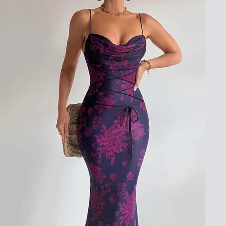 Fiorella | Ruched Floral Slit Maxi Dress