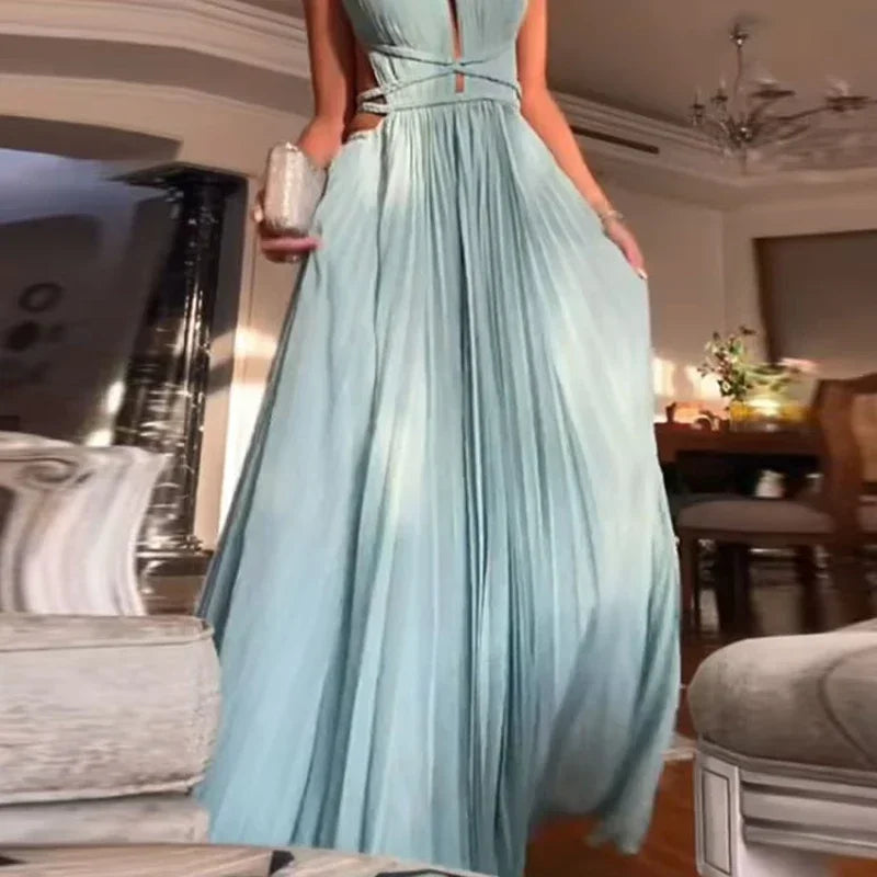 Liana | Rückenfreies, plissiertes Strandkleid