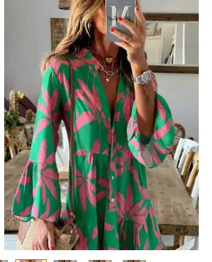 Everlen Boho-Blumen-Midikleid
