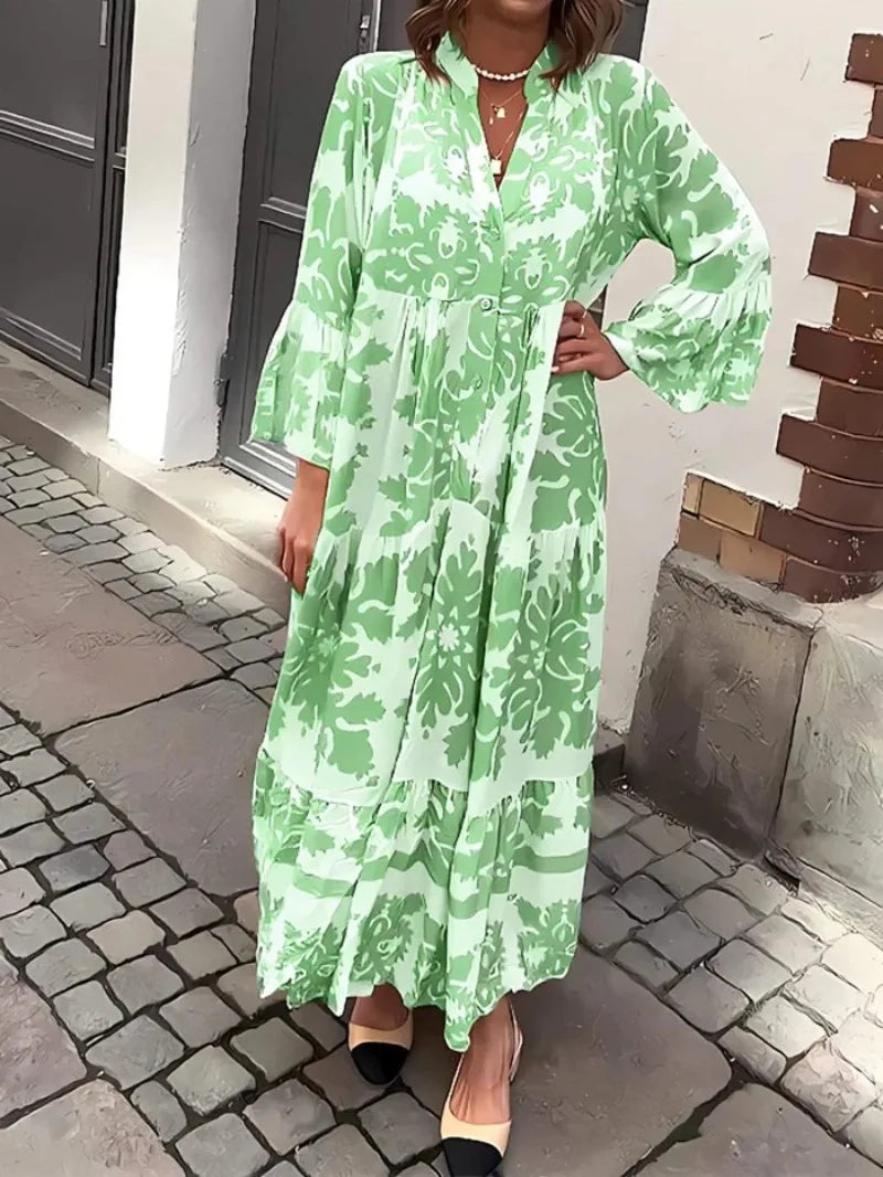 Isla | Hemdblusenkleid mit Schnürung und Print