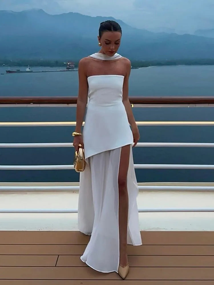Valentina | Strapless Maxikleid für den Abend mit Schal