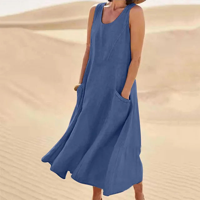 Elyna | Ärmelloses Kleid aus Leinen