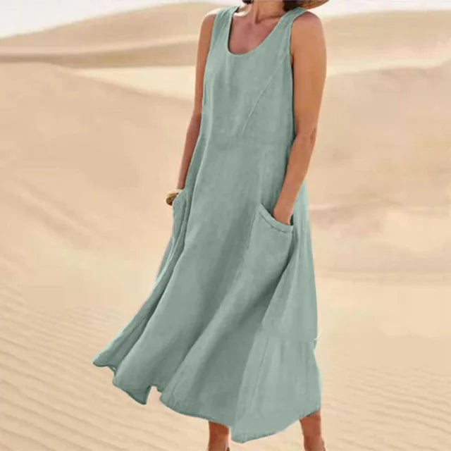 Elyna | Ärmelloses Kleid aus Leinen