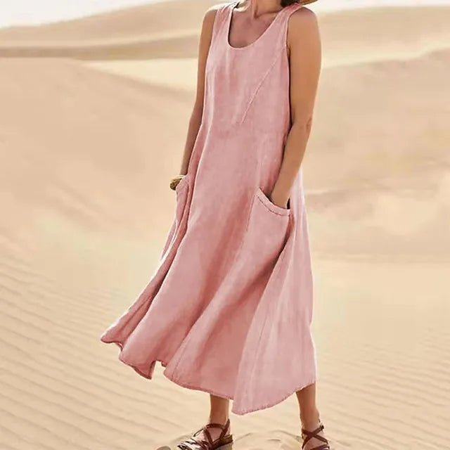 Elyna | Ärmelloses Kleid aus Leinen
