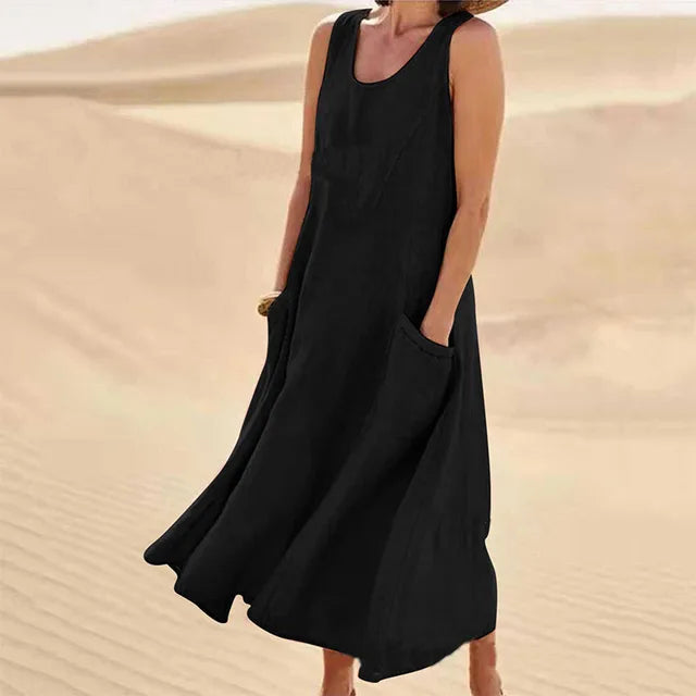 Elyna | Ärmelloses Kleid aus Leinen