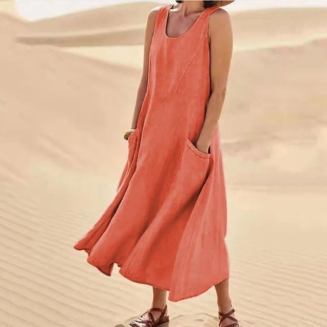 Elyna | Ärmelloses Kleid aus Leinen