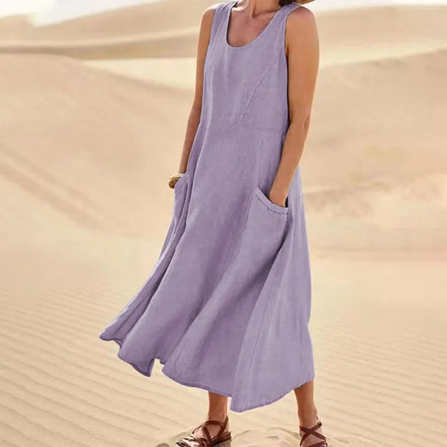 Elyna | Ärmelloses Kleid aus Leinen
