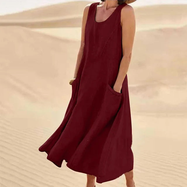 Elyna | Ärmelloses Kleid aus Leinen