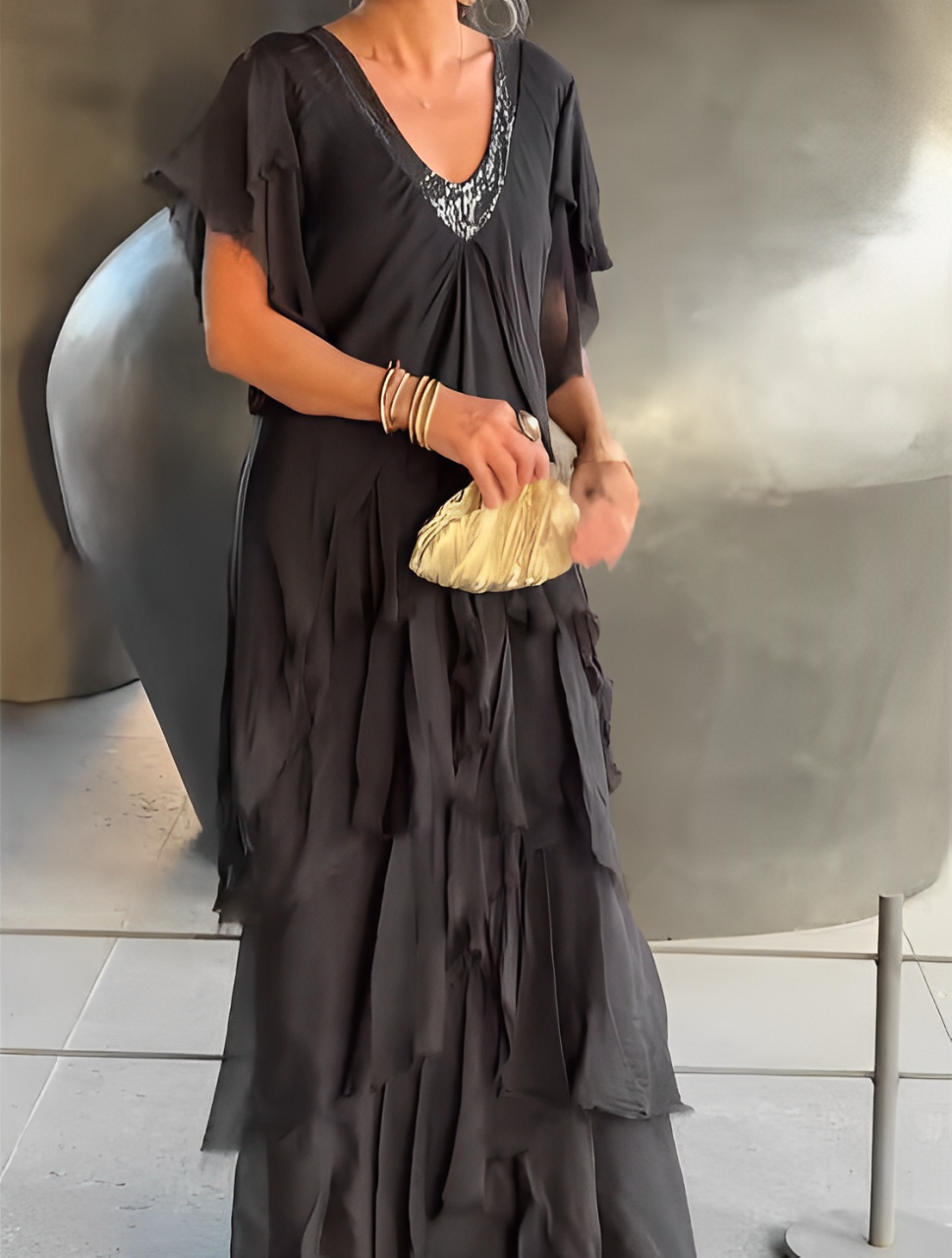 Summer | Elegant V-Neck Maxi Dress | Graceful & Effortless