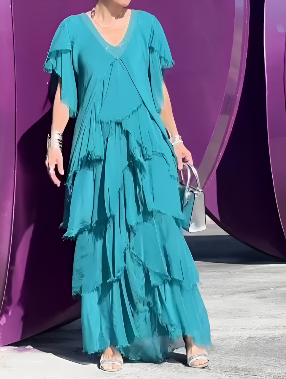 Summer | Elegant V-Neck Maxi Dress | Graceful & Effortless