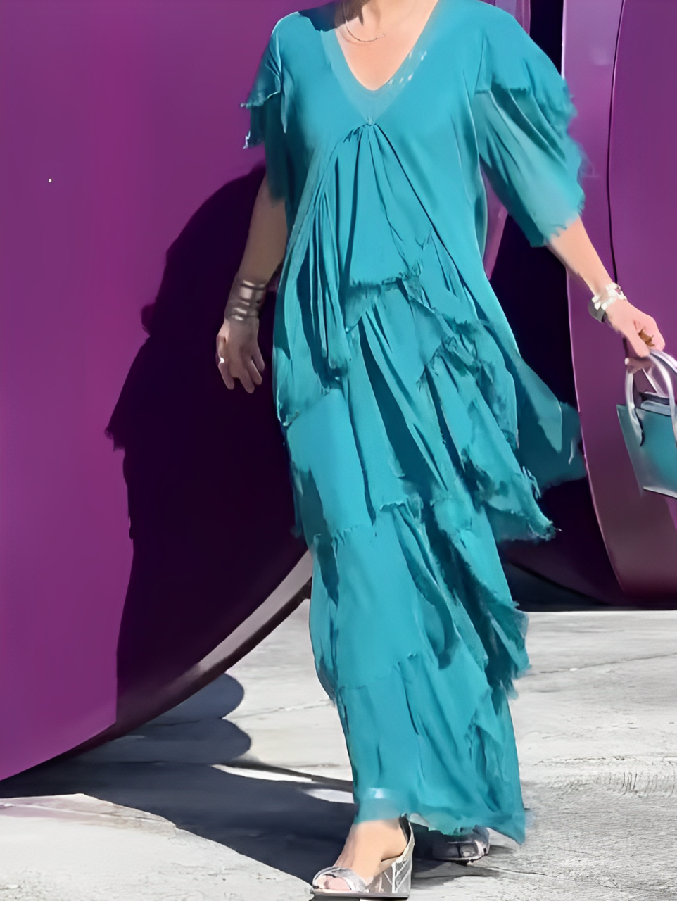 Summer | Elegant V-Neck Maxi Dress | Graceful & Effortless