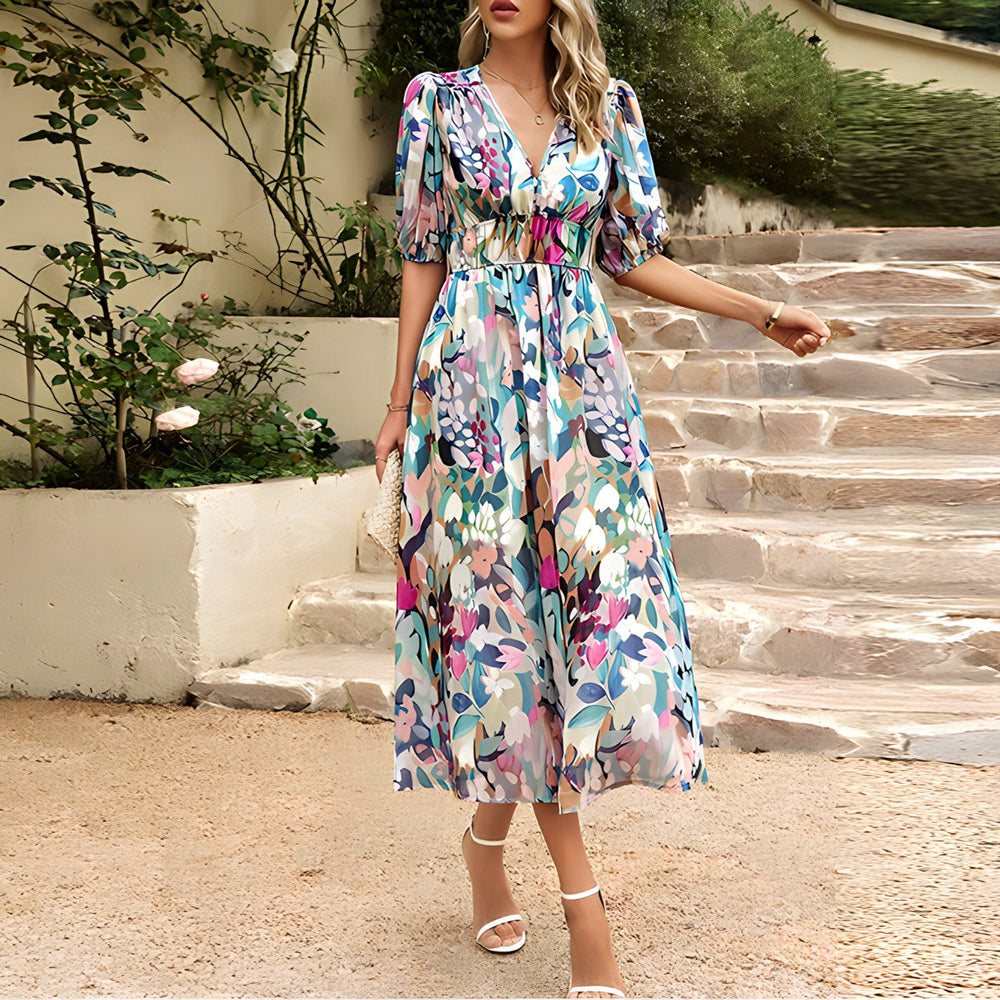 Sorina | Kleid mit Gartenmuster
