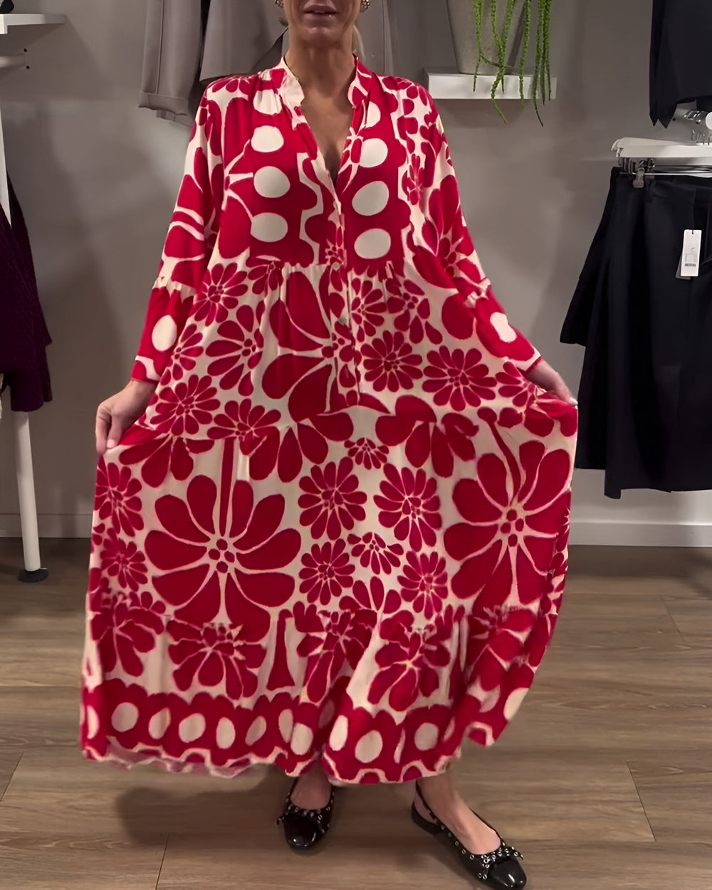 Marielle | Elegantes bedrucktes Maxikleid