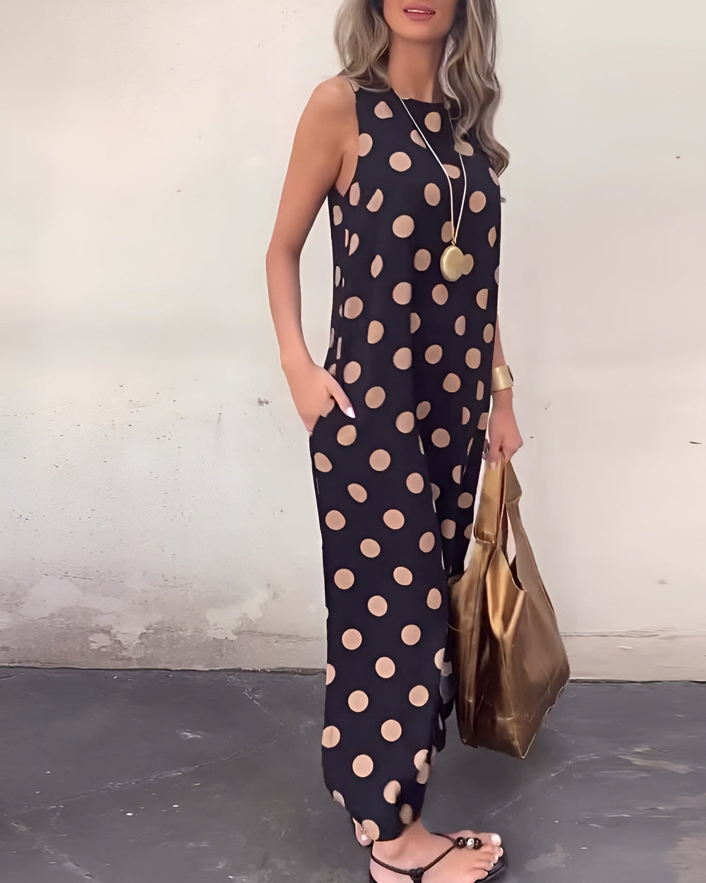Roxane | Maxikleid mit Schlitz und Punkten