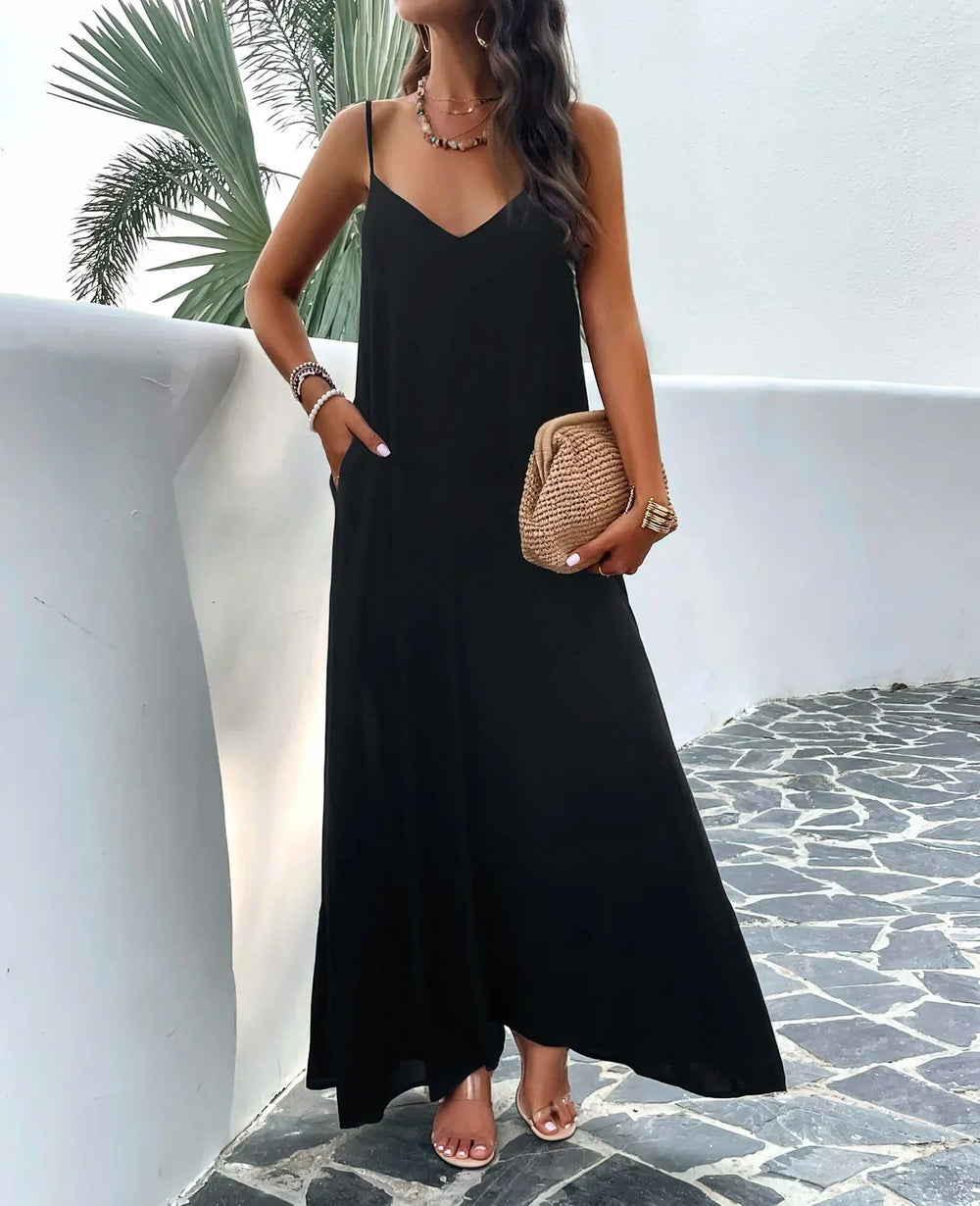 Rosenda | Maxikleid mit Taschen und Olivendesign