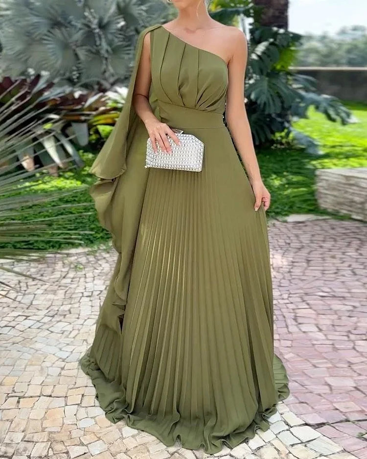 Araluen | Ein-Schulter-Faltenkleid