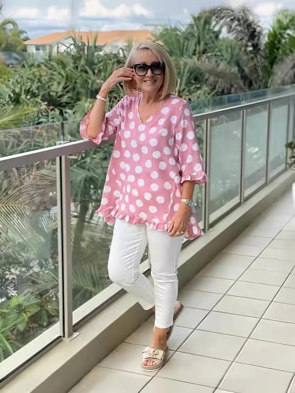 Bella | Weiches Polka Dot Tunika-Shirt