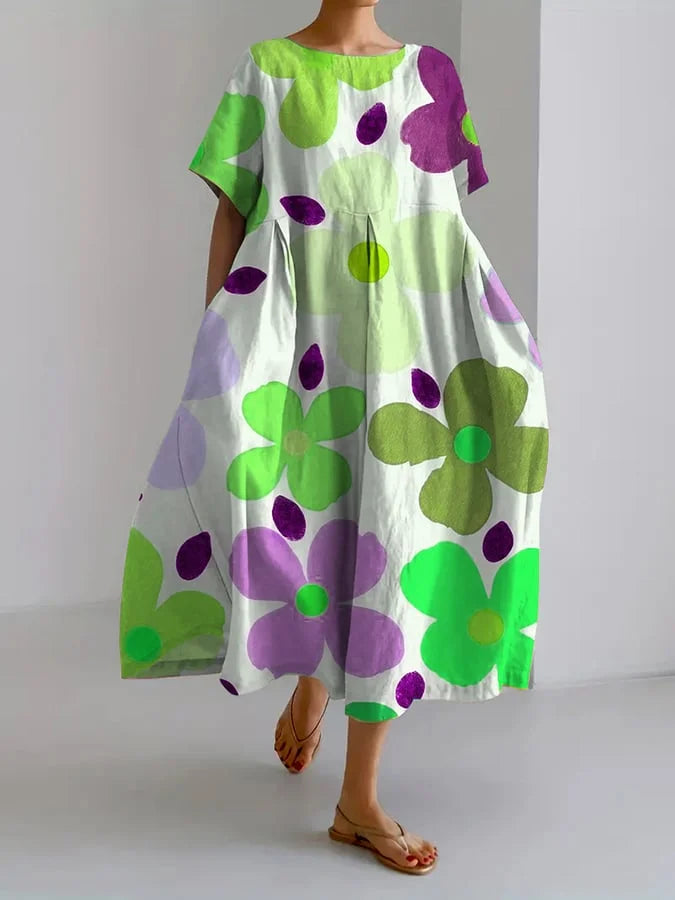 Eliana | Blumiges Midikleid mit unbeschwertem Stil und Sommerkomfort für bunte Tage