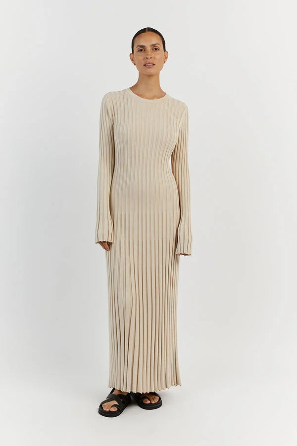 Elodie | Strick-Midikleid mit Rundhalsausschnitt