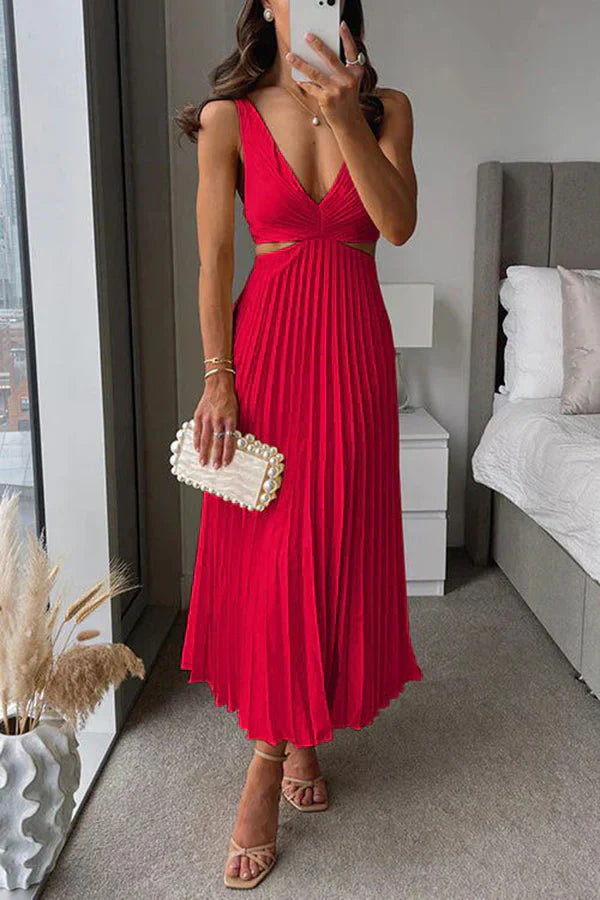 Xenia | Midisommerkleid mit Falten und tailliertem Schnitt