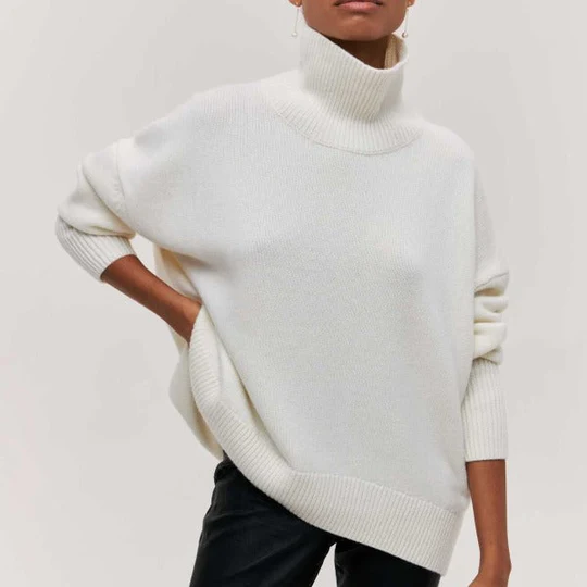 Amélie | Oversize Baumwolljersey mit Rollkragen