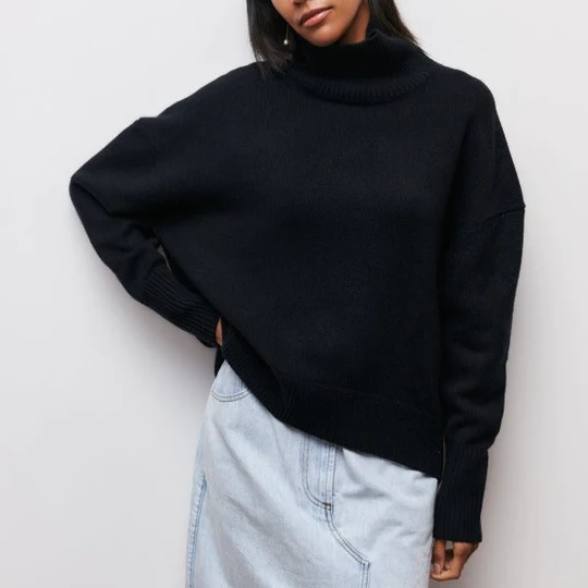 Amélie | Oversize Baumwolljersey mit Rollkragen