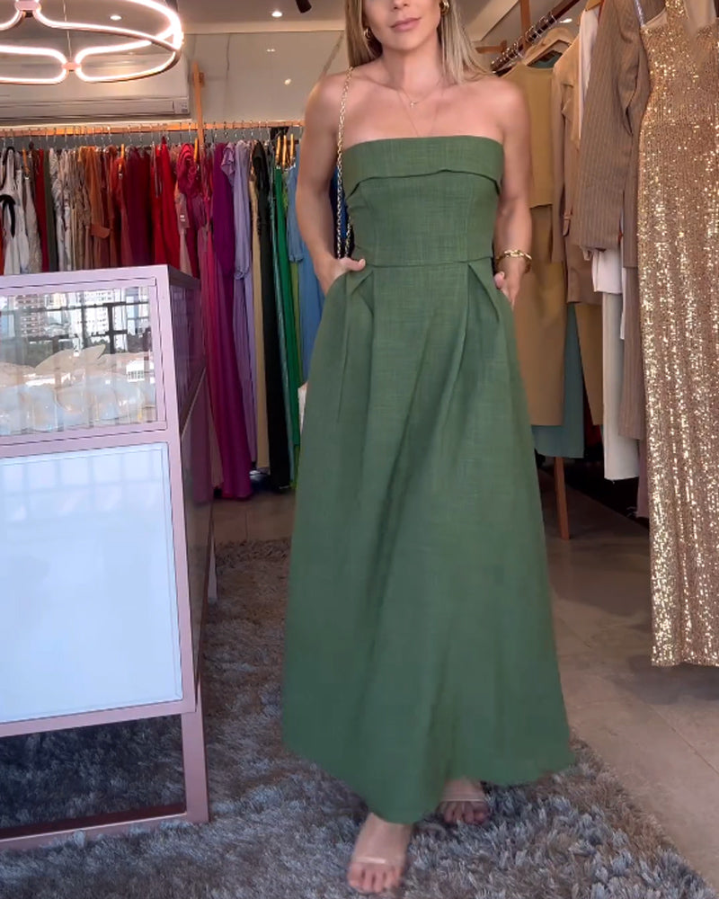 Annie | Elegantes schulterfreies Midikleid