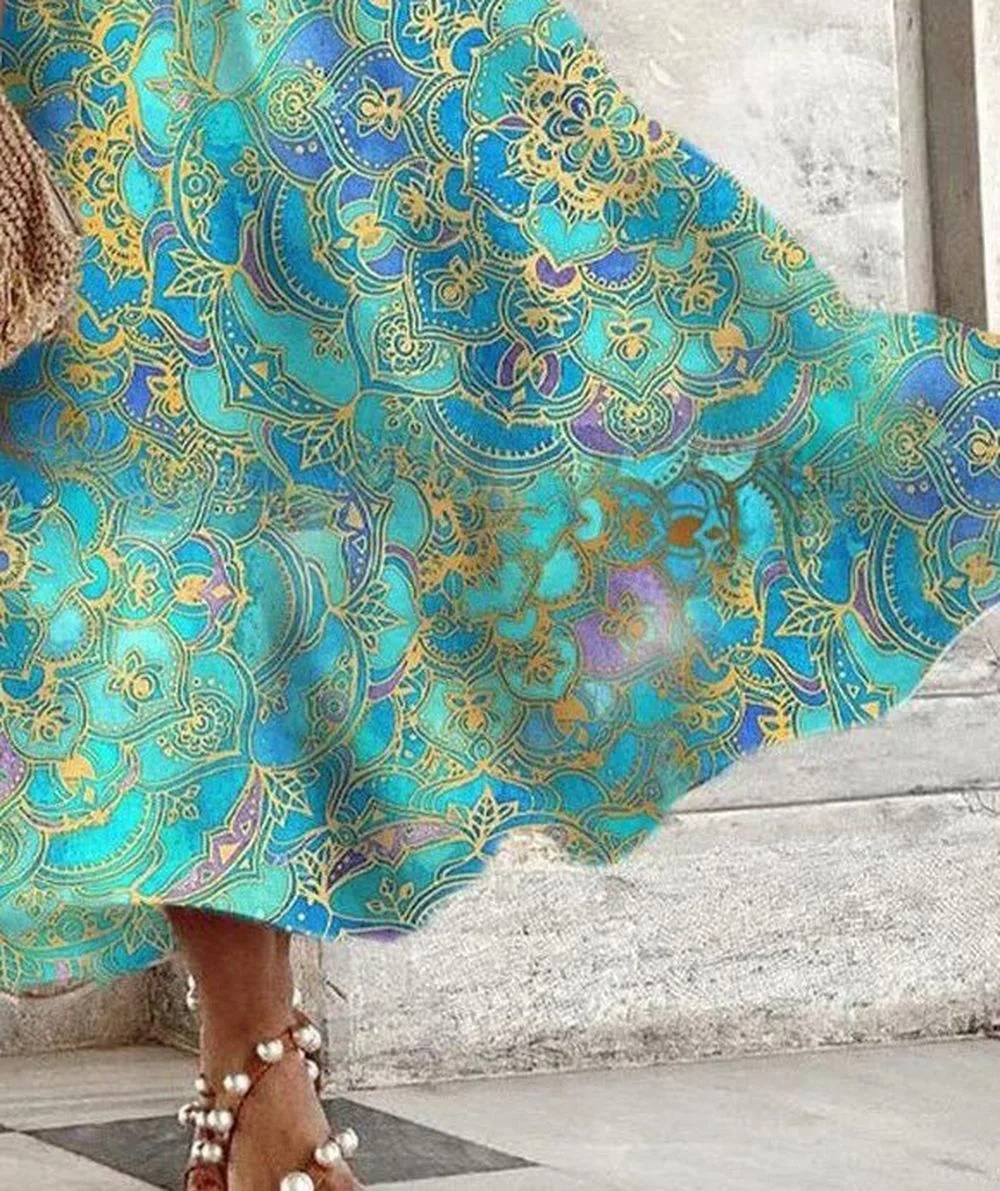 Miriam | Damenkleid, ärmellos, mit Halterkragen und Vintage-Muster