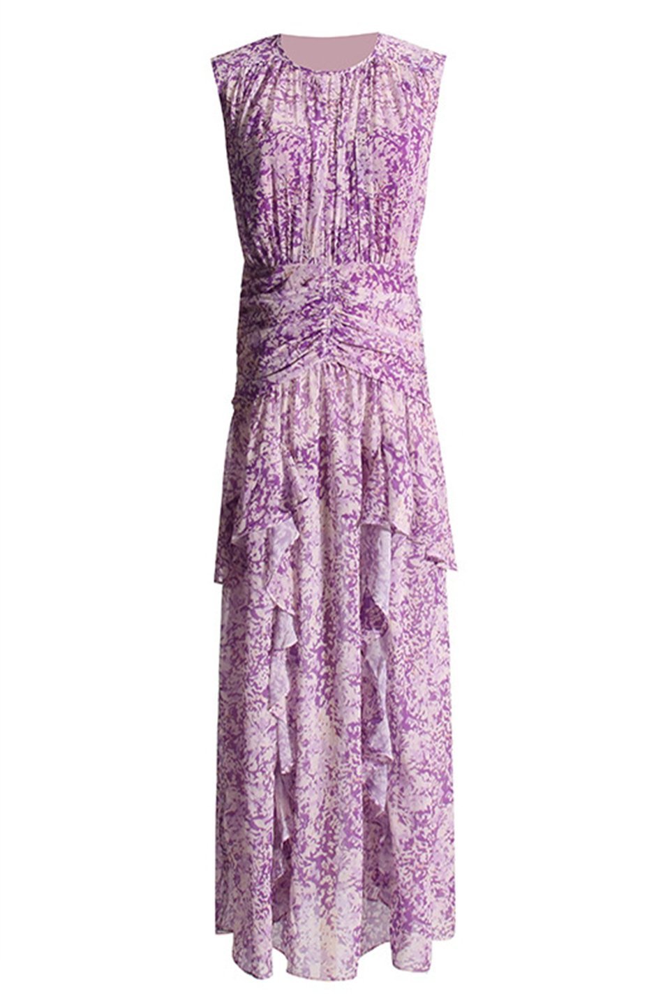 Elegantes Maxikleid mit Plisseefalten und Volantdetails für einen raffinierten Look