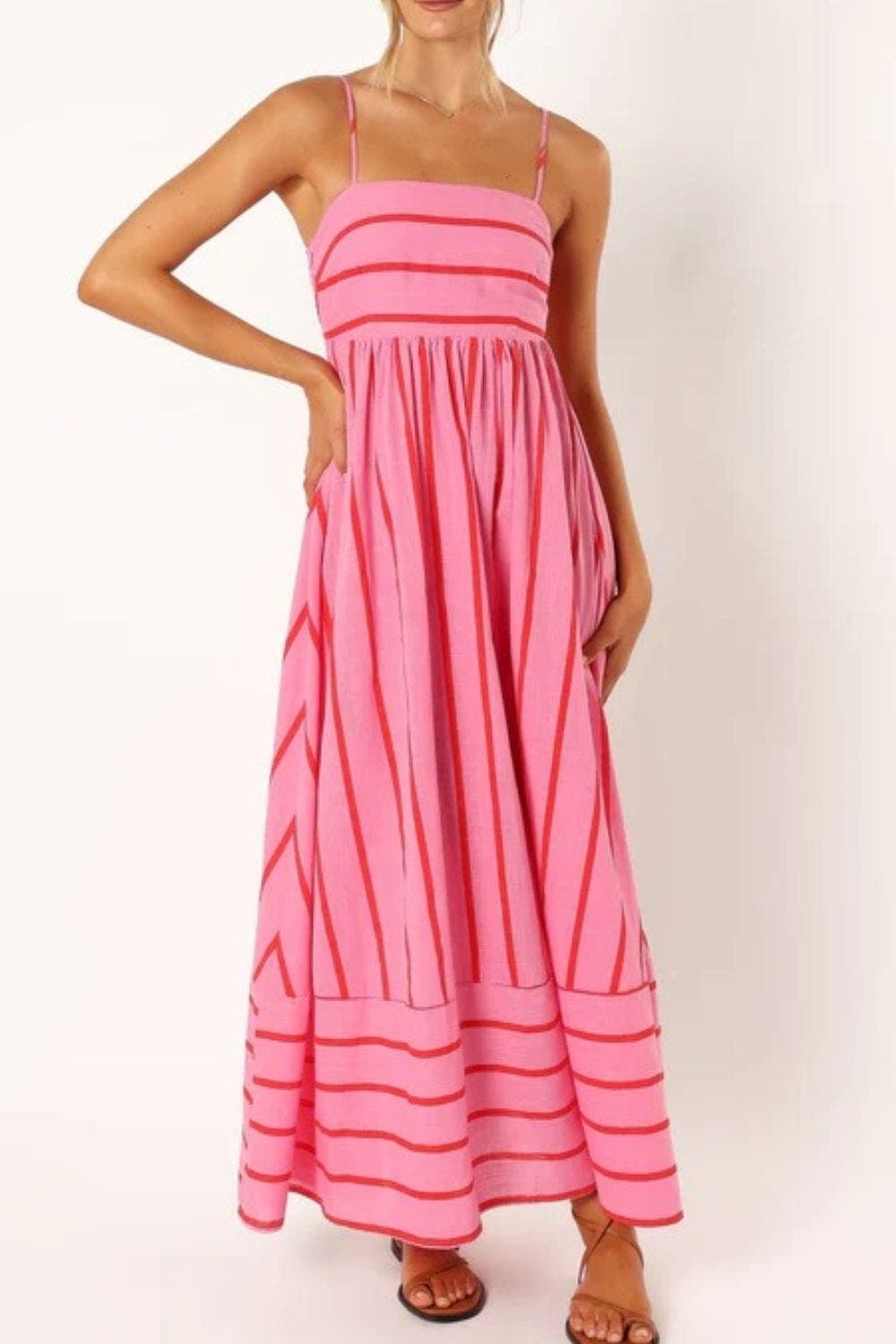 Valli | Schulterfreies Maxikleid mit Blumenmuster