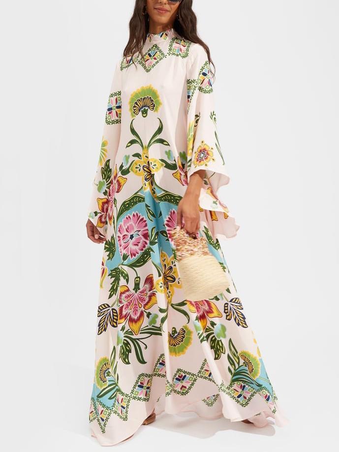 Exquisites, fließendes Maxikleid mit sonnigem Blumenprint