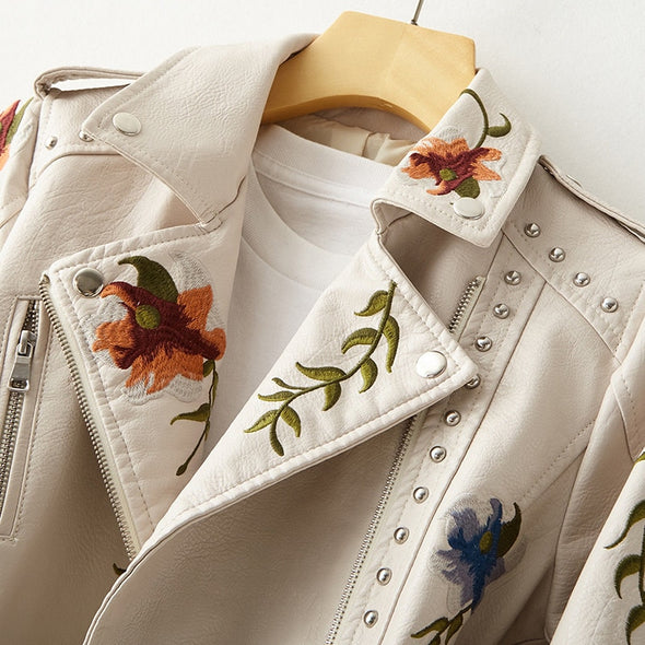Zoey | Vintage Blumen Lederjacke