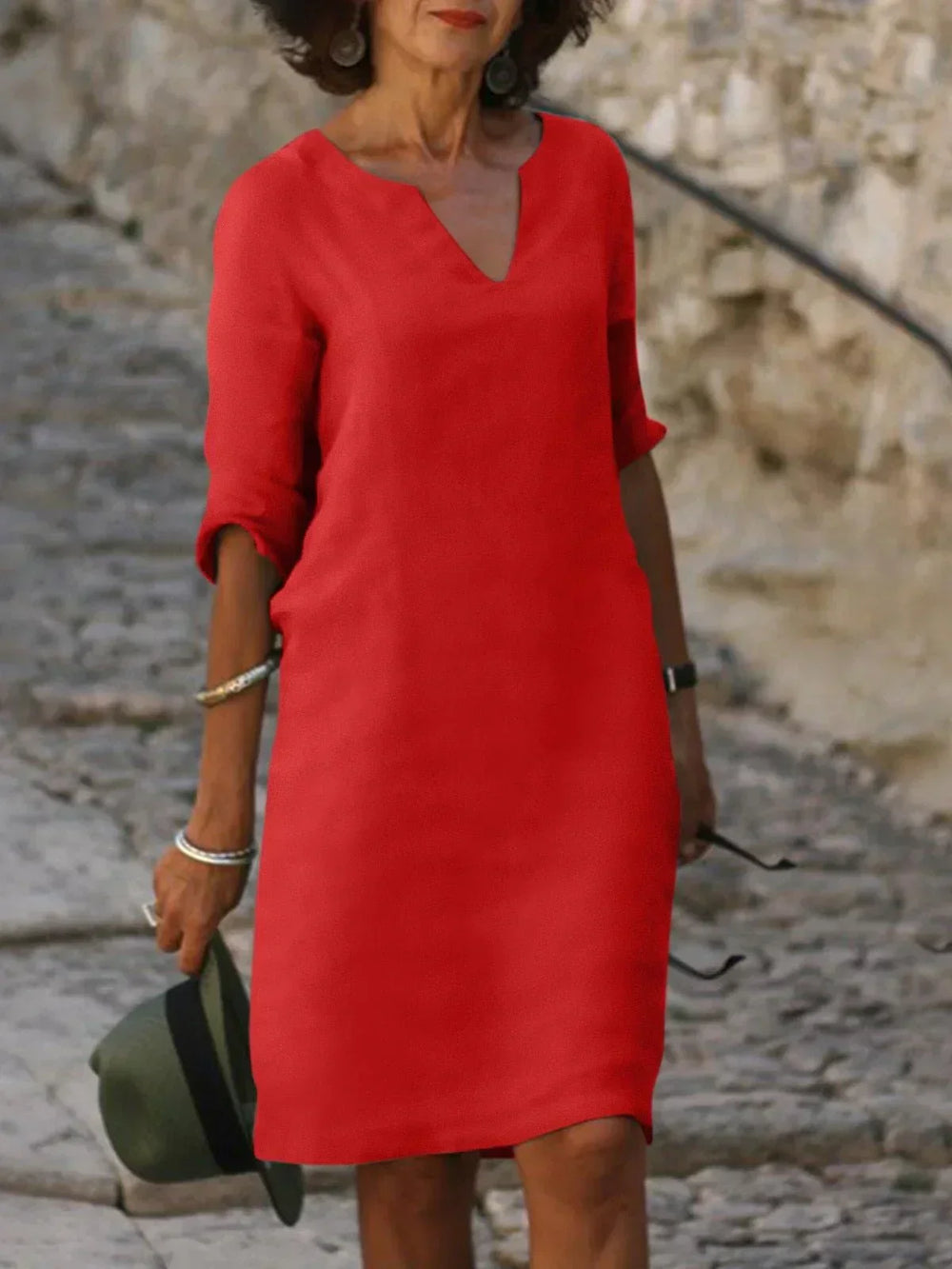 Maya | Zeitloses V-Ausschnitt-Midikleid