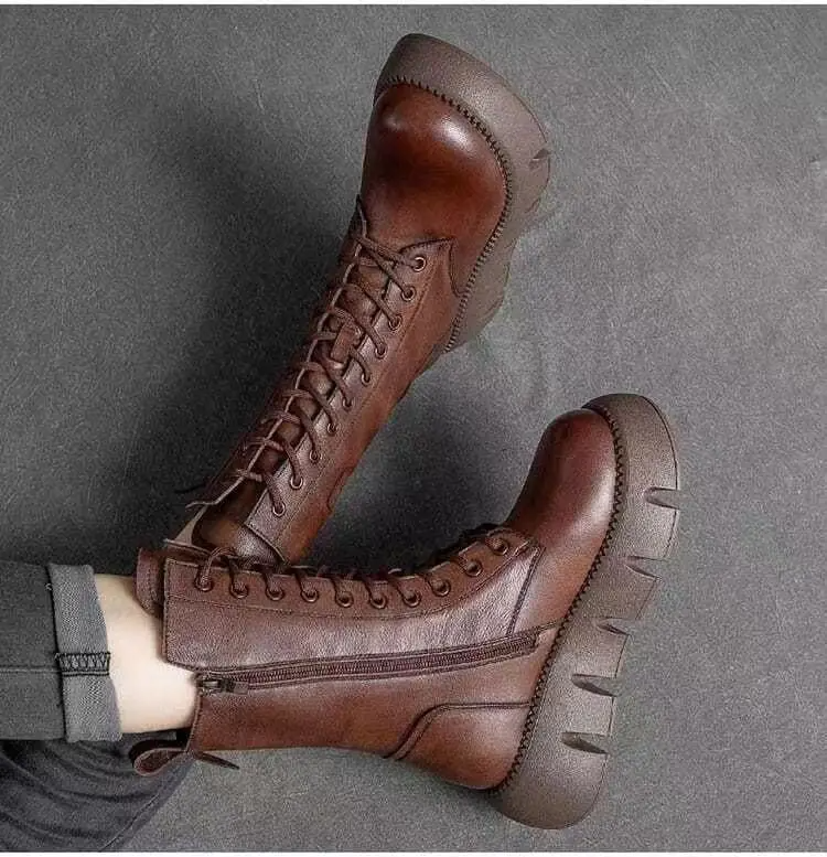 Lena | Dicke Sohle Seitlicher Reißverschluss Damenstiefel