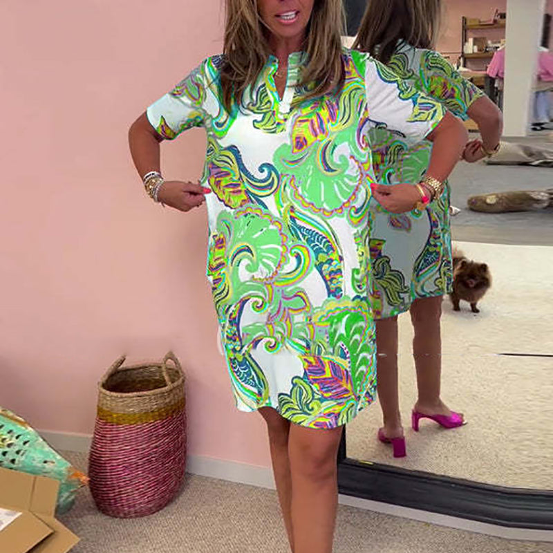 Lydia | Helles Blumen V-Ausschnitt Kleid