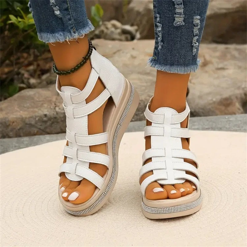 Wedge | Sandalen mit Strassdekoration