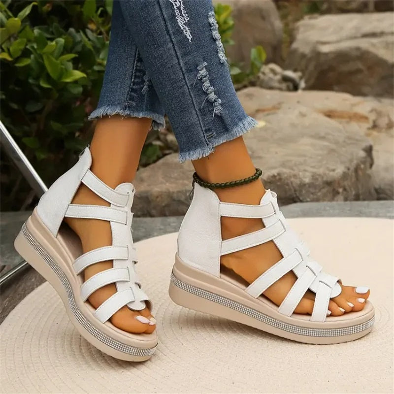 Wedge | Sandalen mit Strassdekoration