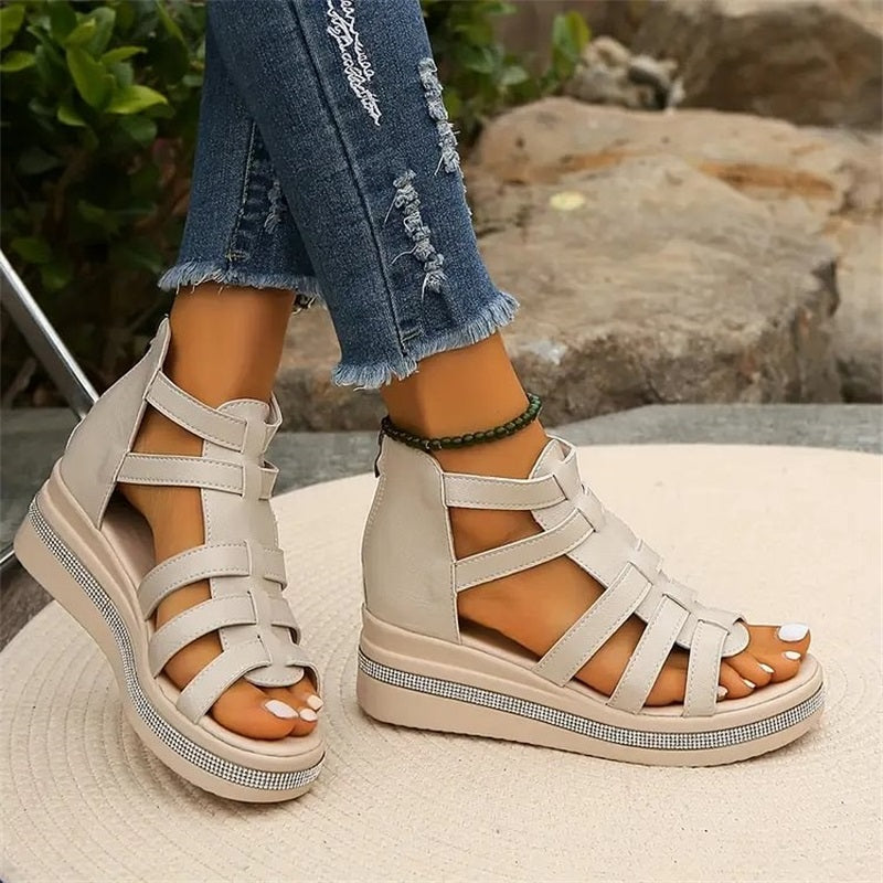 Wedge | Sandalen mit Strassdekoration