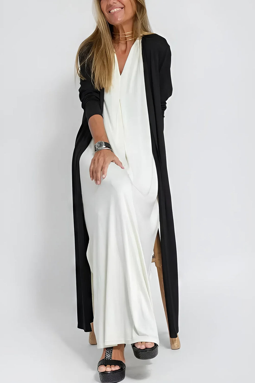 Elise | Elegantes Langes Kleid mit Passendem Cardigan als Geschenk