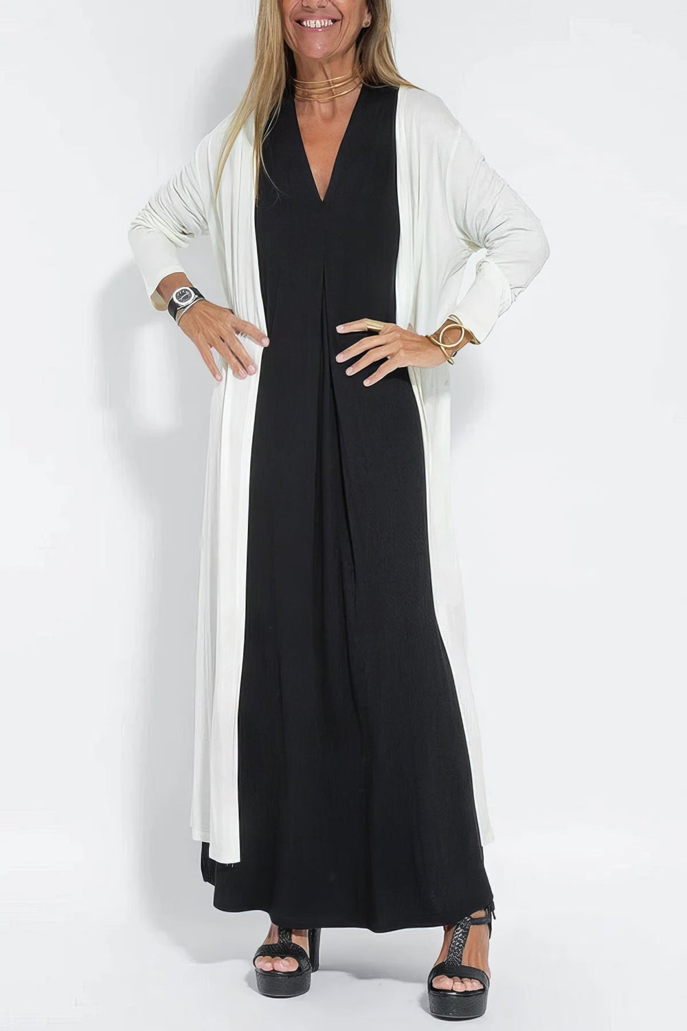 Elise | Elegantes Langes Kleid mit Passendem Cardigan als Geschenk