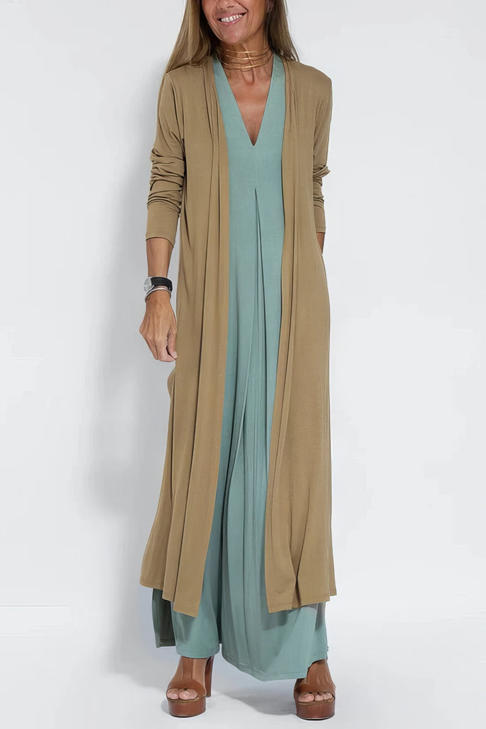 Elise | Elegantes Langes Kleid mit Passendem Cardigan als Geschenk